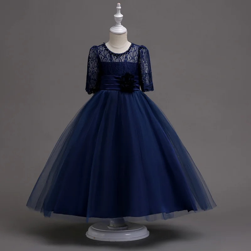 

2019 New Half-sleeve Dress Big Children's Lace Dress Princess Wedding Dresses for Kids Dress Girl Ball Gown Vestidos GDR474