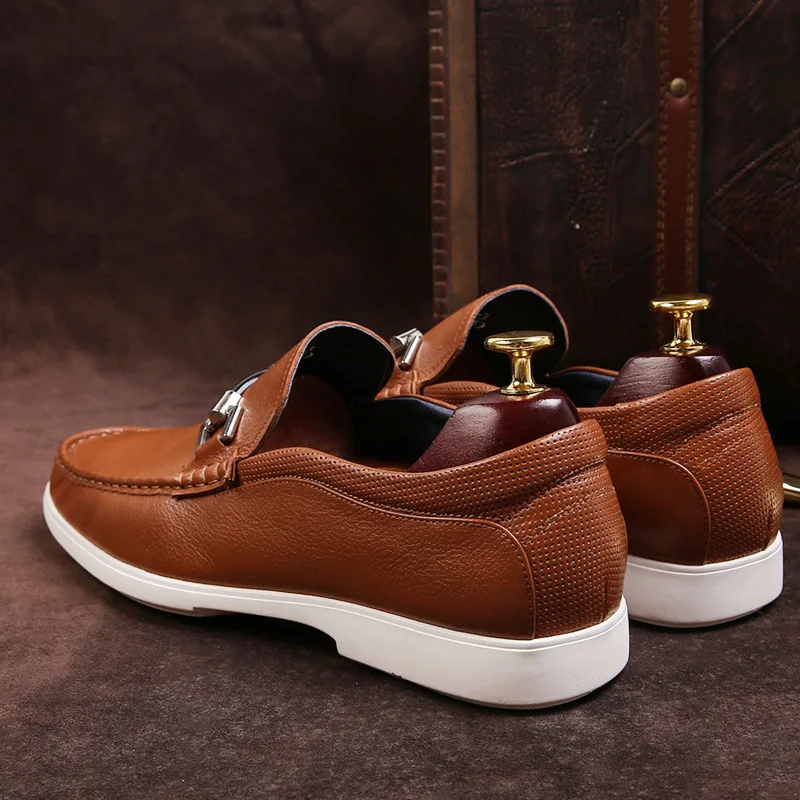 Otoño Grado Primavera Alto Capa Zapatos Superior caqui Casual Hombres Moda De Marrón Mocasines Cómodos Solo Y Los Cuero EIBSqwZq