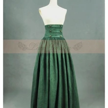 Оливковая винтажная длинная юбка с высокой талией в викторианском стиле