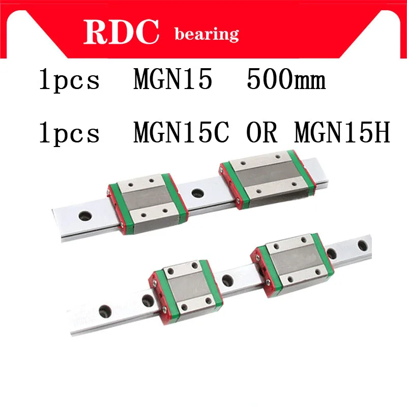 

1pcs 15mm Linear Guide MGN15 L= 500mm High quality linear rail way + MGN15C or MGN15H Long linear carriage for CNC XYZ Axis