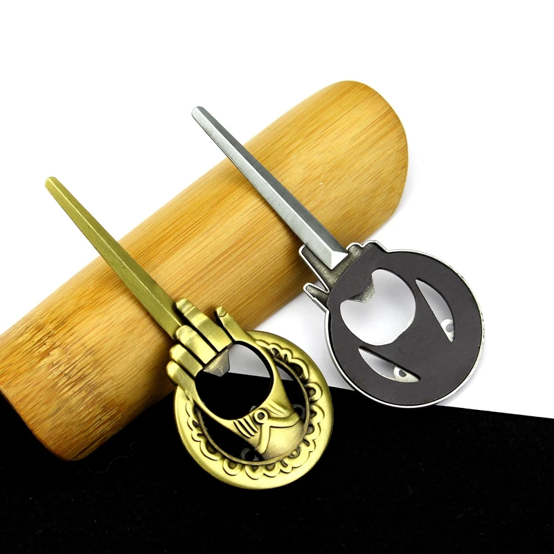 

Popular Game Of Thrones The Hand of the King Bronze Silver Metal Bottle Opener Fashion Hand Keychain Rings Fridge Magnet