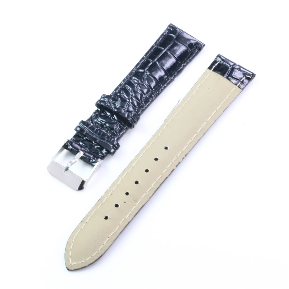 Way deng-женские и мужские черные часы из крокодиловой кожи с узором из искусственной кожи ремешок 18/20 мм серебристая пряжка ремешок для часов-Y154