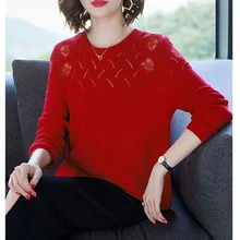 ^*Best Offers Hollow Out Knitted Fall Pullover Tops Casual Thin Women Sweater Long Sleeve O-Neck Ladies Jumper Summer Solid Pull Female Tops