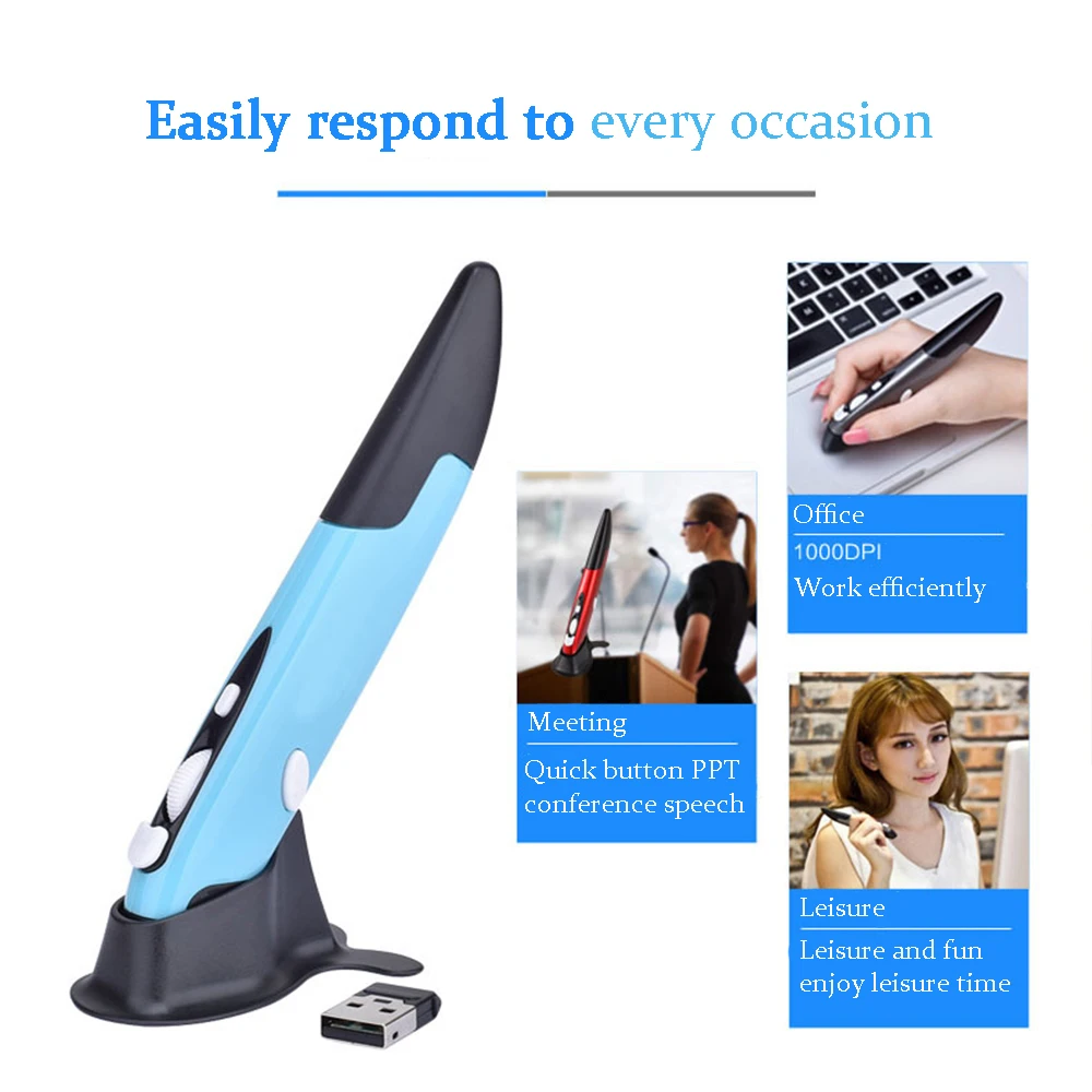 2.4G Wireless Vertical Pen Mouse Ergonomic 1600DPI Optical USB Mause For PC Android Laptop Accessories Computer Peripherals Mice