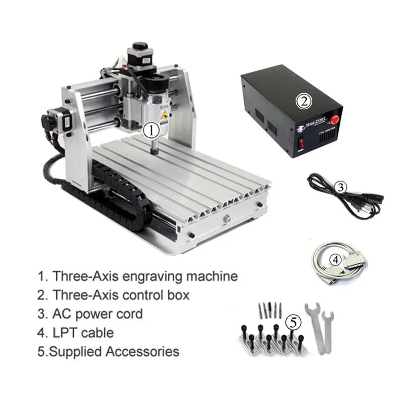 mini cnc router 200W wood engraver carving cnc milling machine with cutter collet clamp vise