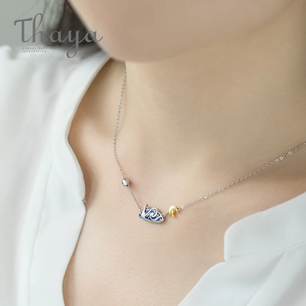 Thaya s925 серебро изумруд Ван Гог ожерелье блестящее небо Золотая Луна Звезда