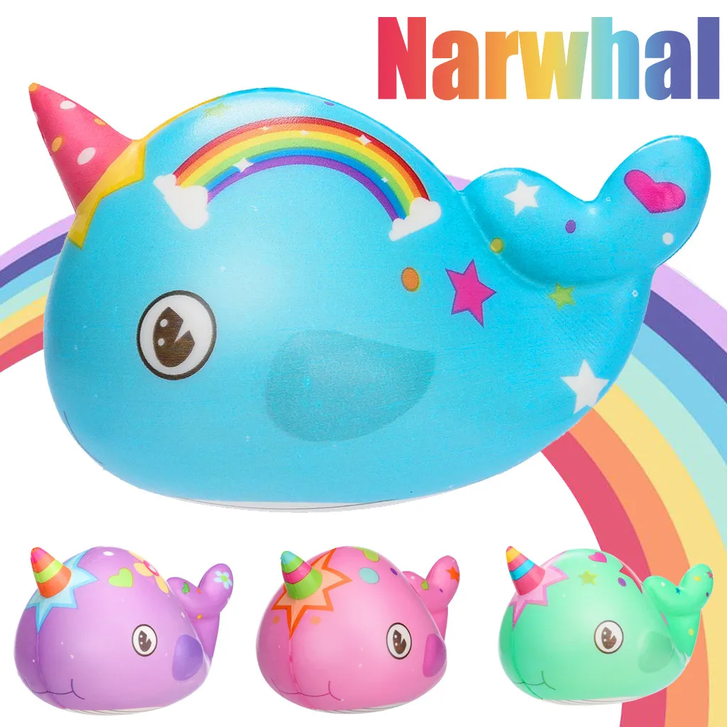 Kawaii Narwhal Squishy Slow Rising Cream Scented Gifts Squish For Stress Relief Wholsale Kids Toys