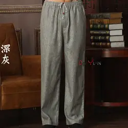 Новое поступление китайский Для мужчин кунг-фу брюки из хлопка и льна кунг-фу Брюки Тай-Чи Брюки Wu Шу брюки Размеры M l, XL, XXL, XXXL W35