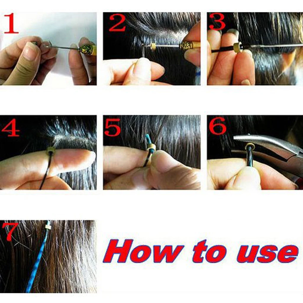 

Pack of 12Pcs Micro Ring Hair Extension Wooden Pull Hook Needle Threader DIY Tool