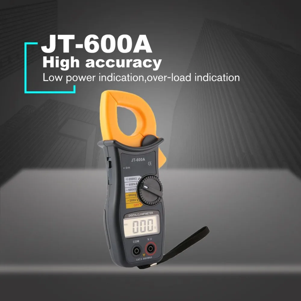 JTW JT-600A Ручной цифровой клещи мультиметр AC/DC Вольт Ток Напряжение ом тестер