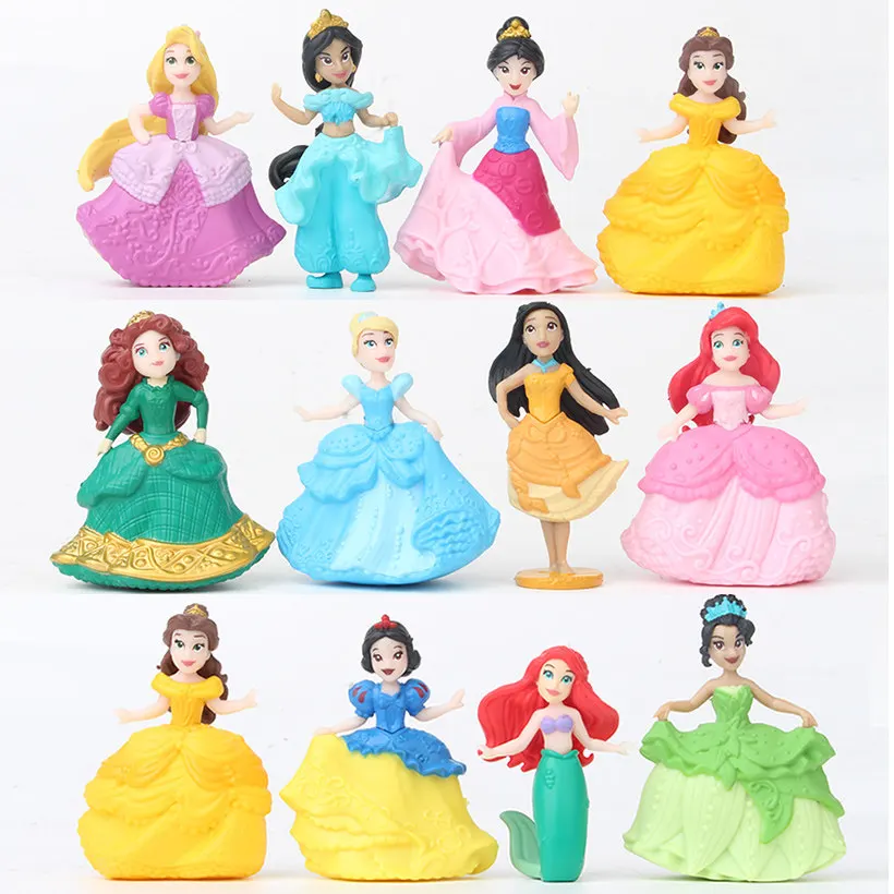 *DISNEY PRINCESS 12 Figure Set PVC TOY Cake Topper MULAN Merida RAPUNZEL Ariel!*