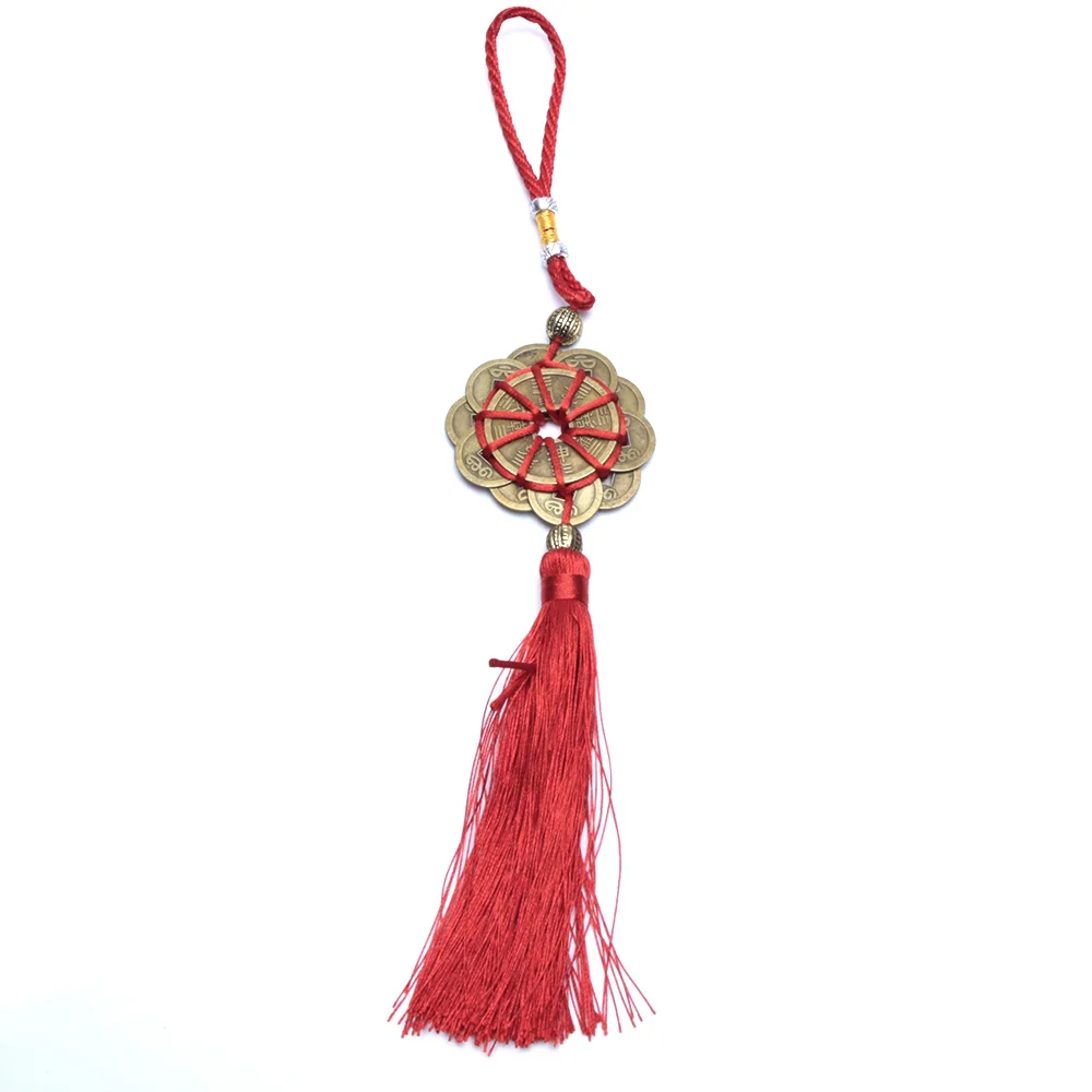 Red Chinese knot FENG SHUI Set Of 6 Lucky Charm Ancient I CHING Coins Prosperity Protection Good Fortune Home Car Decor