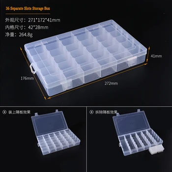 

36 Separate Slots Nail Storage Box Grid Acrylic Separate Slots Earrings Storage Box Ring Bracelet Necklace Clip Jewelry Hoider