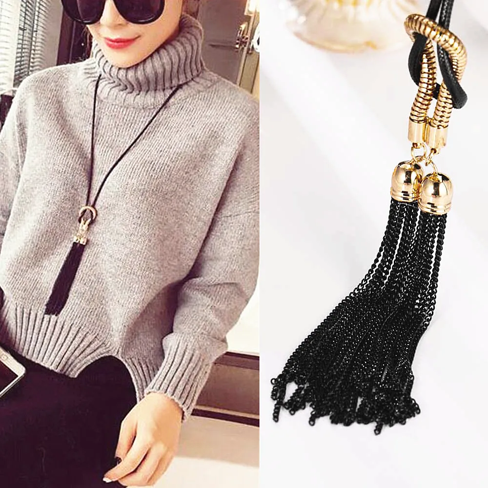 

KISSWIFE 2017 New Arrival Women Pendant Necklaces Exquisite All-match Chain Tassel Sweater Long Chain Necklace And Accessories
