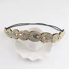 Новые богемные бусы Обруч Ручной работы для женщин со стразами эластичные резинки для волос 3H3003