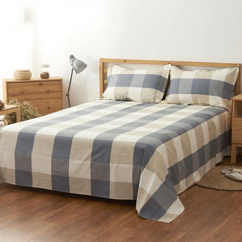 North Europe style 100 Cotton Home bedding Flat sheet Paid beds cover
