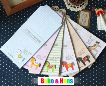 

New 5pcs/Set cute happy horse series Stationery paper envelope Wholesale