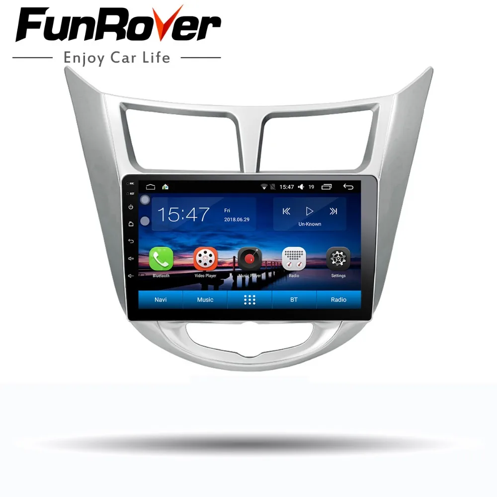 

Funrover 2.5D+IPS Android 9.0 2 din Car DVD GPS Player For Solaris Verna Accent with gps navigation radio car stereo multimedia