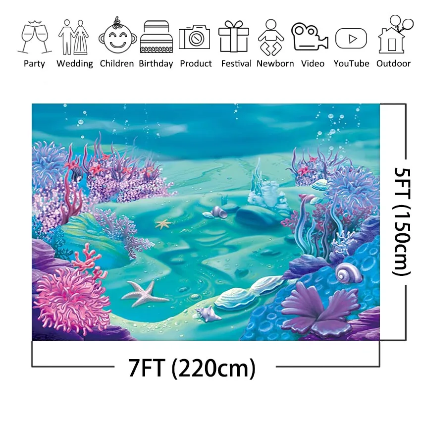 Под Морским дном Вечерние Декорации для фотосъемки в стиле принцессы Русалочки на день рождения коралловые декорации баннер реквизит для фотосъемки