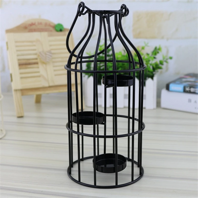 

1 PC Home Decor Decoration Metal Iron Lantern Wall Hanging Wedding Holidays Decorative Portable 3 Layers Floor Candle Holders