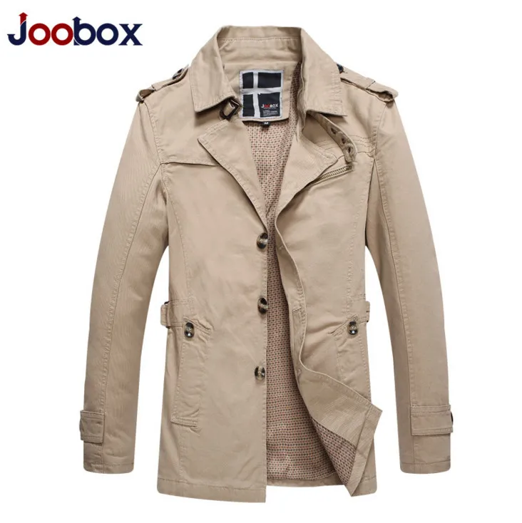 JOOBOX мужские куртки и пальто новые хлопковые с отложным воротником тонкие повседневные мужские водонепроницаемые куртки хаки удобные пальто