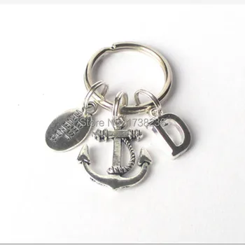 

Antique silver letter d anchor and best friends charms keyrings key chain