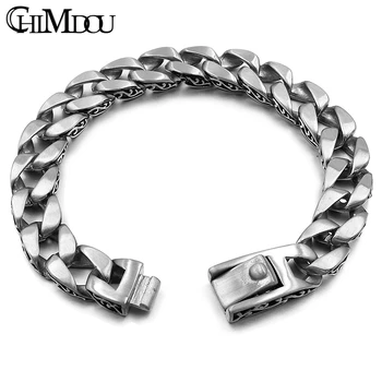 

CHIMDOU Fashion Stainless Steel Bracelet Men Chain Flowers Pattern Jewelry Biker High Quality AB541