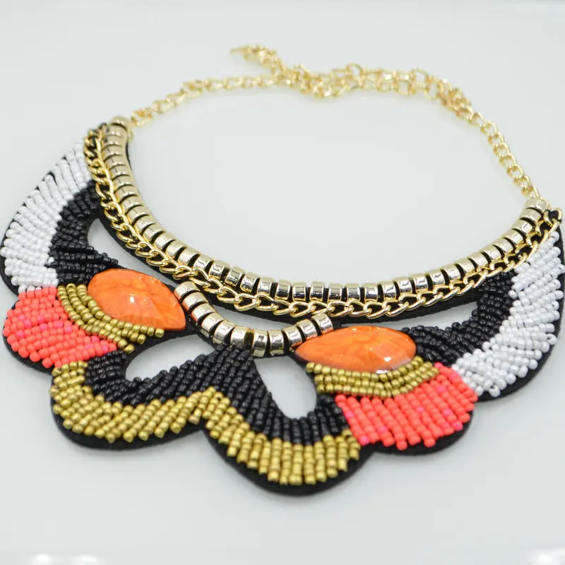 New handmade Embroidery Collar trendy Ethnic Collares Colorful Beadwork