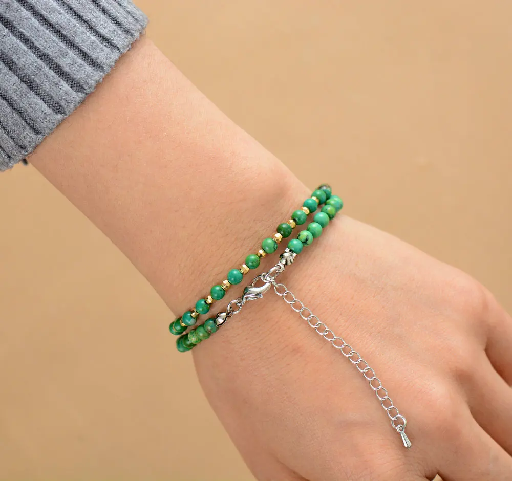 Women Choker 4MM Natural Stone Gold Beads Choker Necklace Teen Girls Simple Collar Necklace Neck Choker Bohemia Jewelry - Image 4