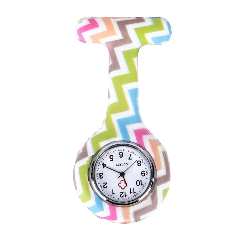 

Wave pattern Silicone Nurses Brooch Tunic Fob Pocket Watch Stainless Dial