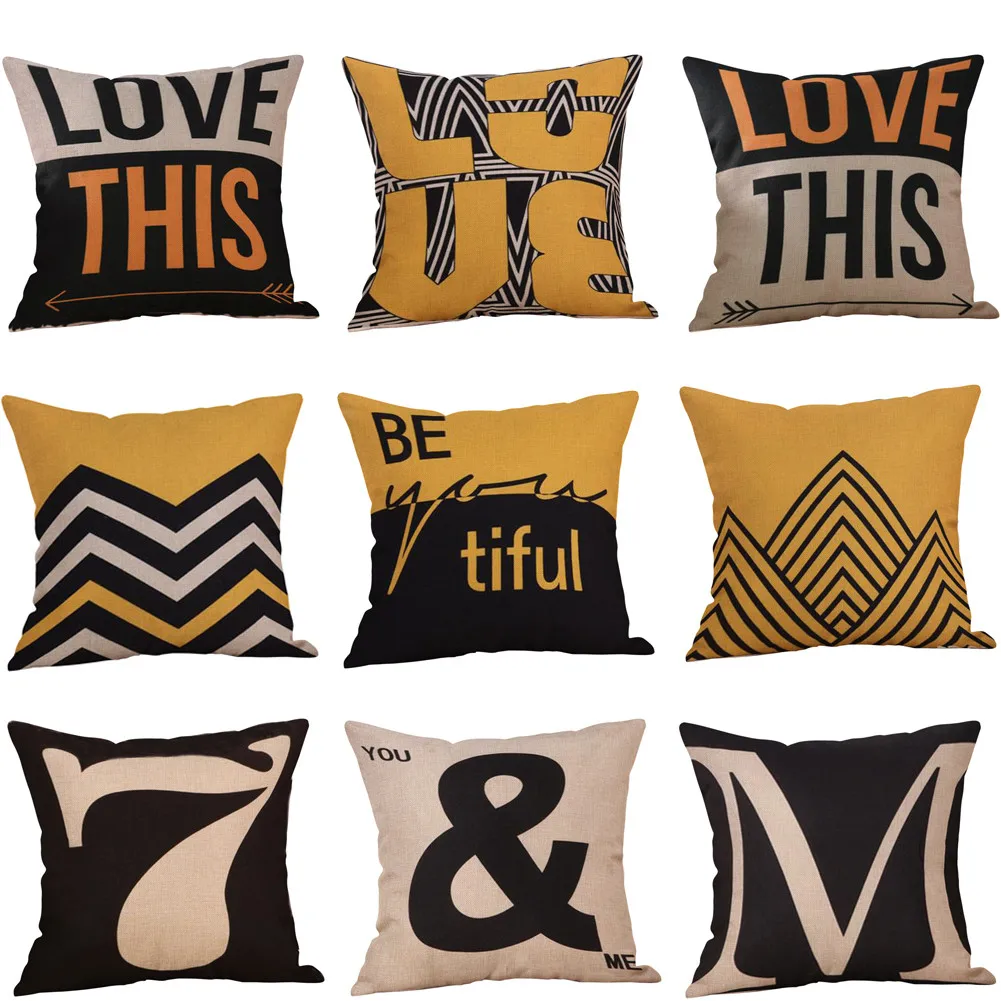 

2019 Art Mustard Pillow Case Yellow Geometric Fall Autumn Cushion Cover Decorative pillow covers decorative couch pillows