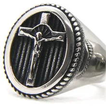 Поддержка дропшиппинг новейший Размер 7-14 Золотое серебряное кольцо с Иисусом 316L из нержавеющей стали вечерние кольца для мужчин и мальчиков с Иисусом