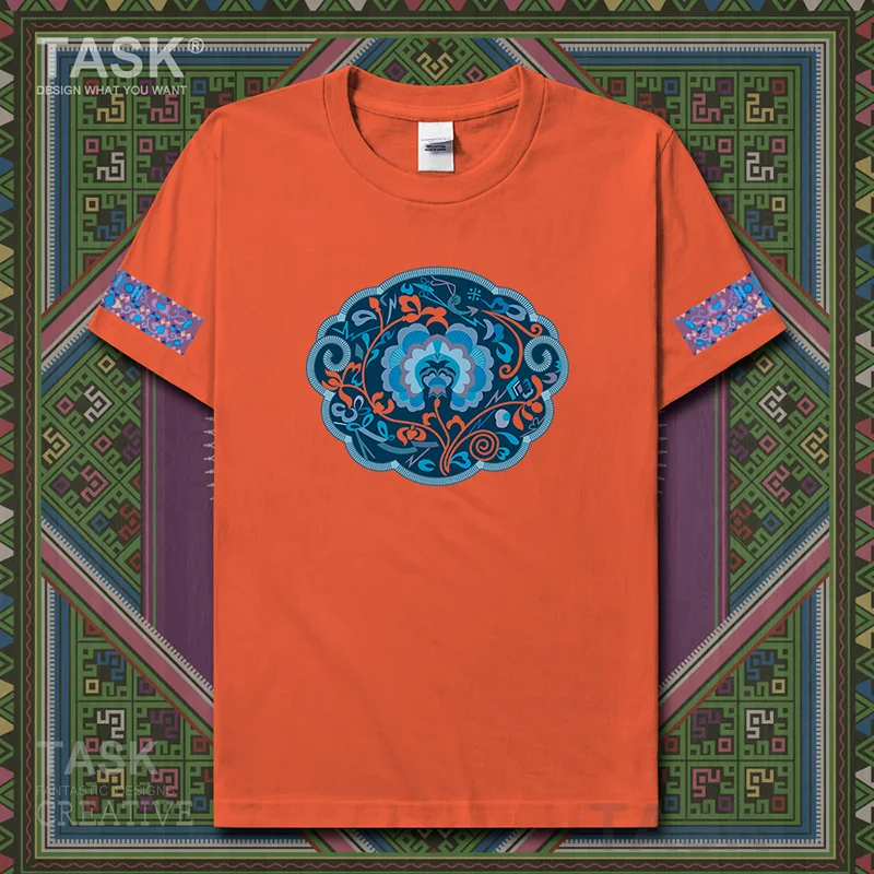 

Characteristic national style t-shirt Chinese Ethnic Minorities Hmong Nationality Print Short sleeve clothes cotton casual 02