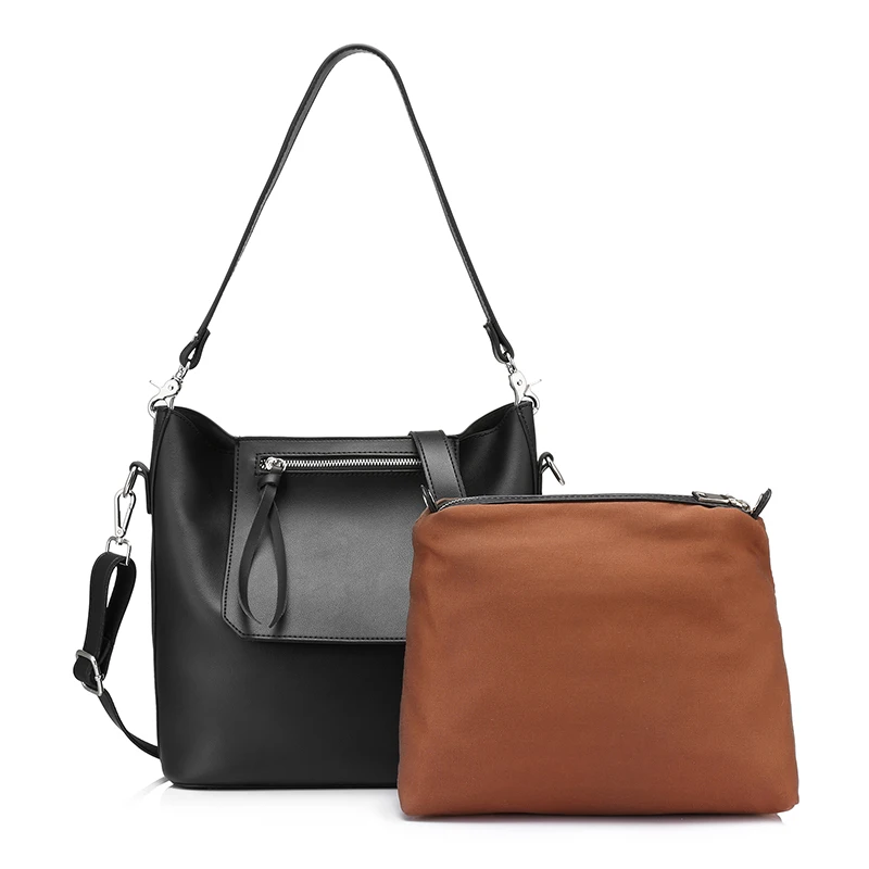 LOVEVOOK брендовая модная женская сумка-мешок, высококачественная искусственная кожа, сумка через плечо, женская сумка, черная сумка-тоут - Цвет: Black