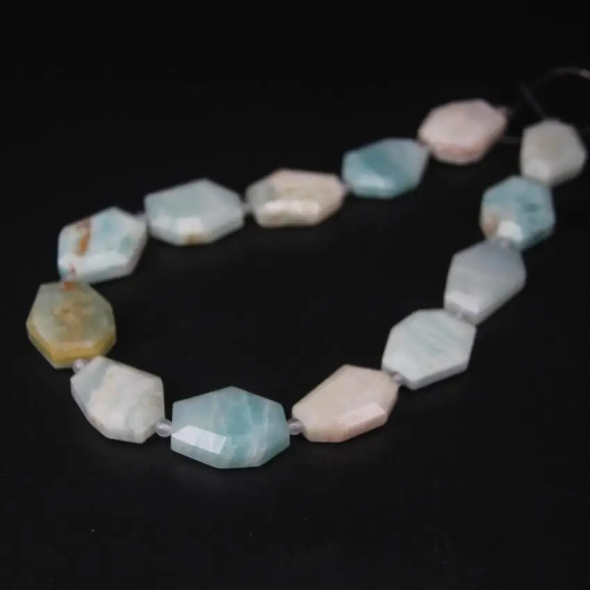 

13PCS/strand Faceted Amazonite Slab Nugget Loose Beads,Cut Natural Amazon Stone Gems Slice Pendant Jewelry Making 17-20x23-27mm