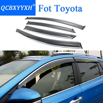 melhor QCBXYYXH Car Styling Toldos Abrigos Viseiras Da Janela Chuva Sobrancelha Para Toyota Corolla Camry Reiz Highlander Vios Prado YarisL RAV4