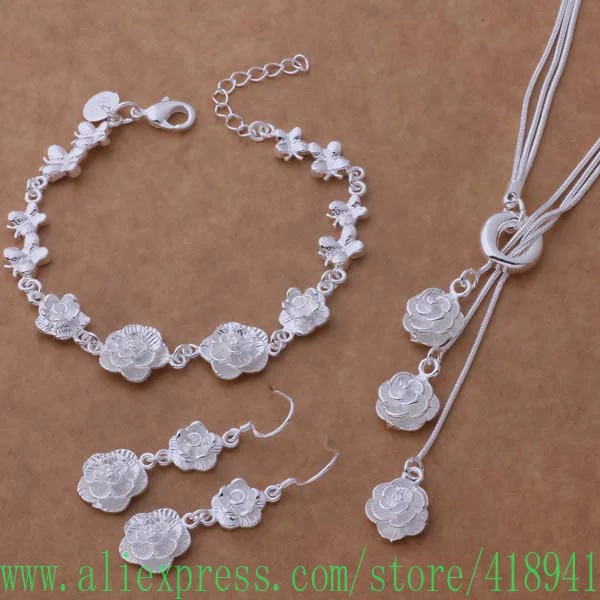 

925 sterling silver Jewelry Sets Bracelet 021 + Necklace 497 + Earring 321 /eglamxsa bhnajyua AS269
