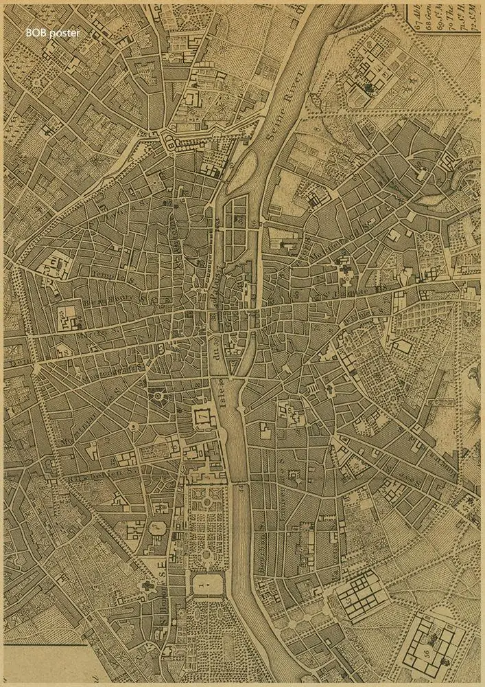 С Парижем в стиле ретро Франция Карта города крафт-бумага плакат Винтаж гостиная художественные изделия для стен стикер Бар Кафе дизайн