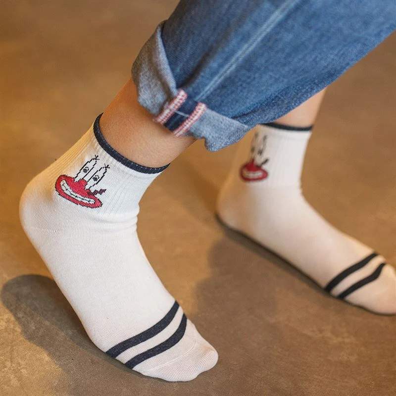 Женские носки, осенние и зимние хлопчатобумажные забавные носки harajuku, женские носки с мультяшным принтом, милые женские носки, meias mujer