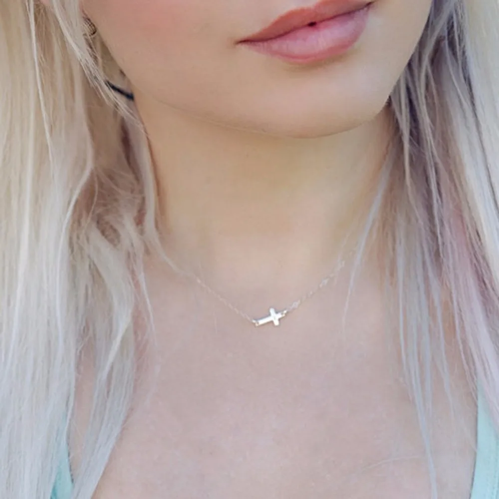 1PC Silver Gold Cross Pendant Necklace 