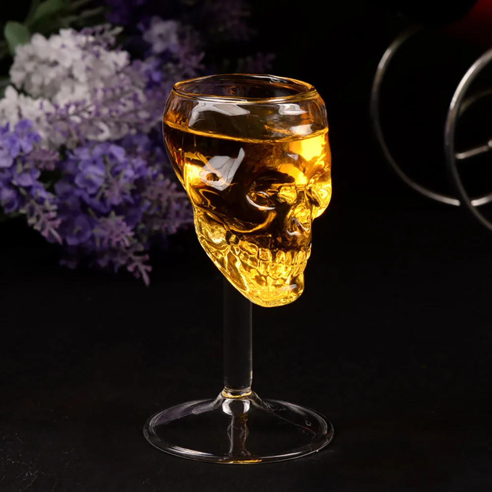 

Transparent Beer Wine Cup Bottle Glass Skull Cup Red Wine Sober kitchen accessories High Cocktail Glasses Bar Decoration Univers