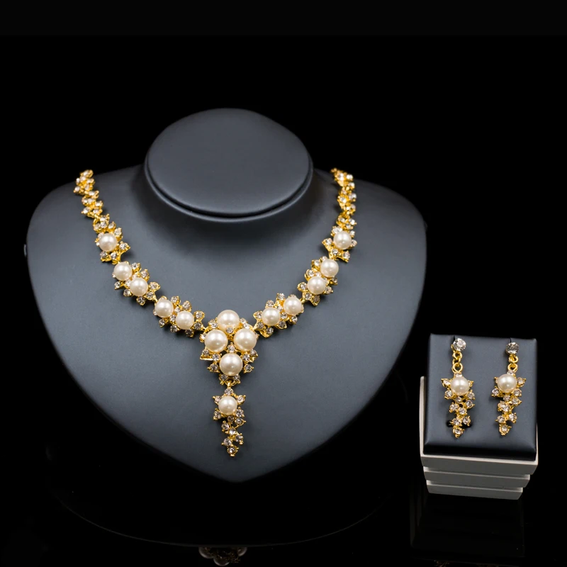 The banquet jewelry set Wedding accessories bride jewelry gold color ...