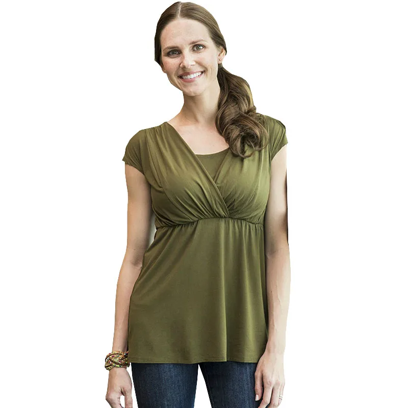 Pregnancy Nursing Tops Short Sleeve Maternity Breastfeeding Tees Feeding T-shirts Clothes For Pregnant Women Maternity Clothing