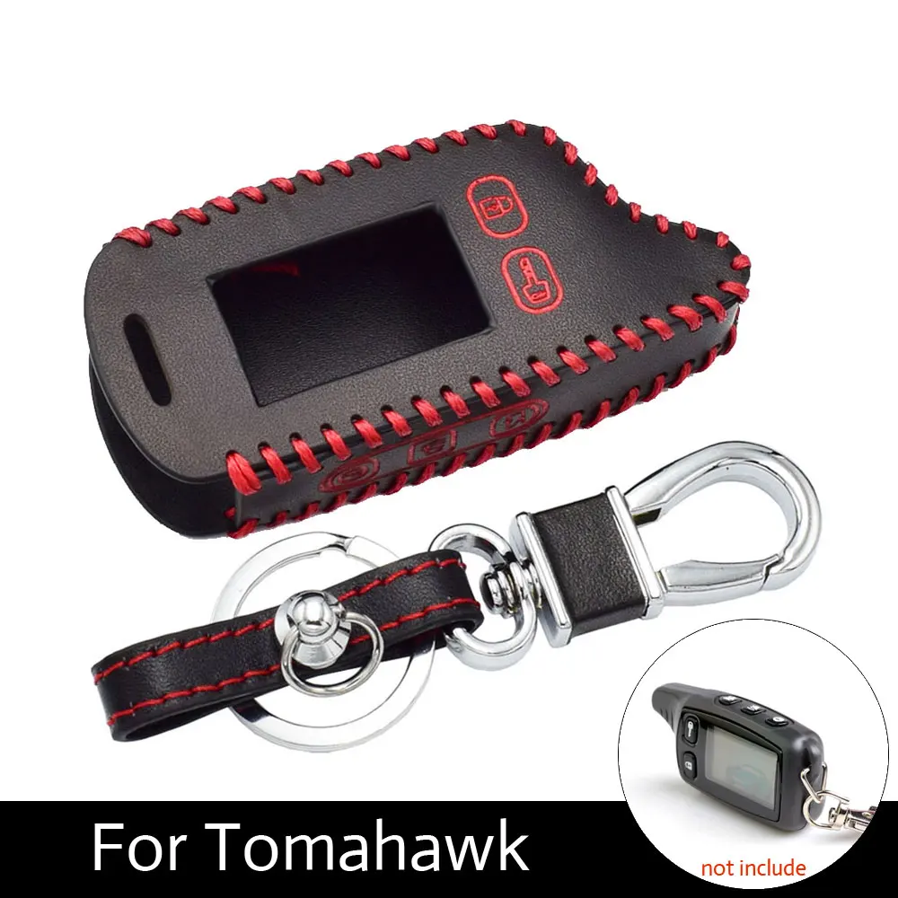 

ATOBABI TW9010 LCD KeyChain Leather Case For 2 Way Tomahawk TW9010 TW9020 TW4000 TW701 TW9030 Remote Key Fob Cover Car Styling