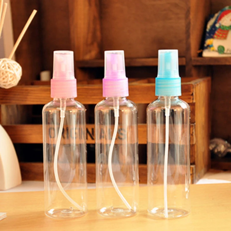 5 Pieces Mini Plastic Transparent 100ml Small mini Empty Spray Bottle