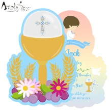 Вечерние Пригласительные открытки для мальчиков для причастия, украшения для первого причастия, товары на заказ, украшения с поздравлениями