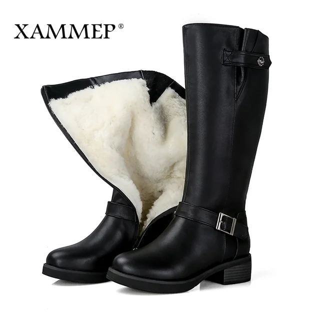 Genuine Leather Women Winter Boots Brand Women Winter Shoes Natural
