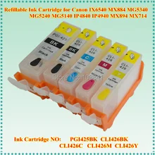PGI 425 CLI 426 многоразовый картридж с чипом для Canon PIXMA MG8140 6140 5240 IP4840 IX6540 MX884 принтер PGI-425K CLI-426