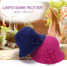 Vogue Для женщин флоппи цветы шляпа Имитация шерсти, с цветочным рисунком, на возраст от котелок шапка, сезон осень-зима; женские свадебные шляпы для принцессы держать femme Кепка с покрывалом
