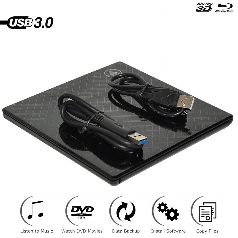 Blu-Ray привод тонкий USB 3,0 Bluray горелка BD-RE CD/DVD RW Writer Play 3D 4K Blu-Ray диск для ноутбука CHUWI ZEUSLAP T-bao Teclast